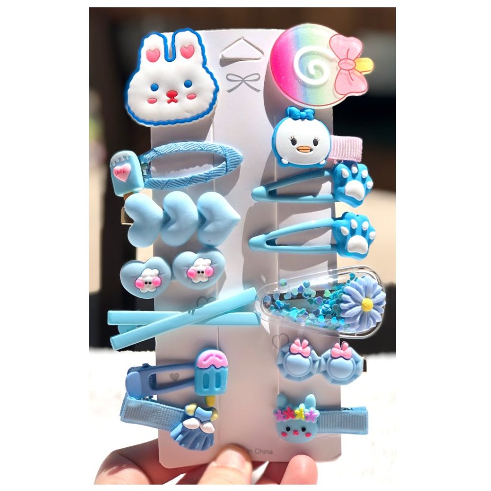 14Pcs Kids Hairclips Accessories for Girls  Hair Pins Blue